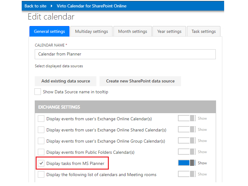 screenshot of Virto Calendar Overlay